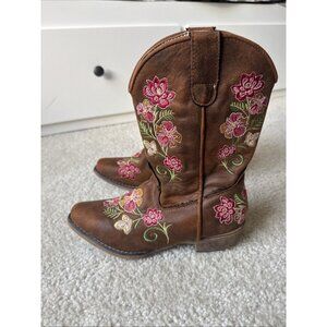 Roper Western Boots Juliet Floral Tan Girls Size 2 09-017-1566-2487 TA